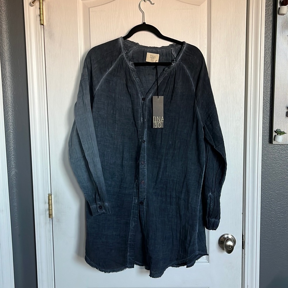NWT Anthropologie Tina & Jo blue button-down tunic